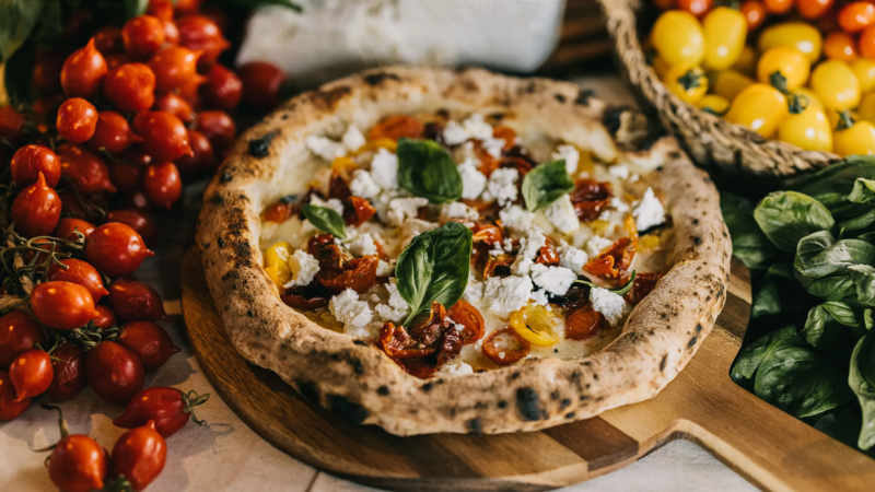 Pizza artensal de cocina creativa